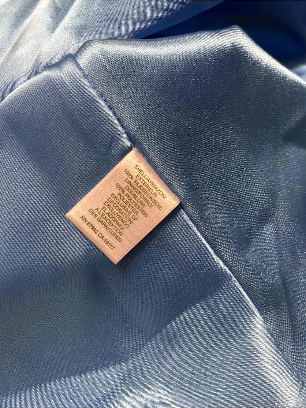 Sigrid Olsen Blue Satin Lined Dress with Floral Trim - Picture 6 of 6